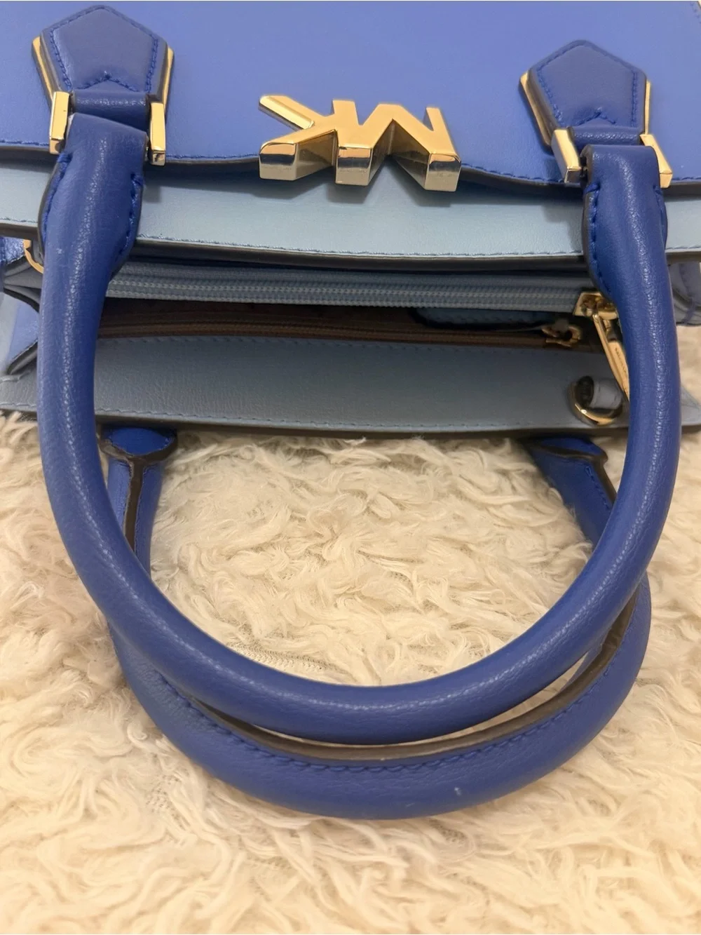 Michael Kors Mott Medium Messenger Bag Oxford Blue Colorblock Satchel - NWT